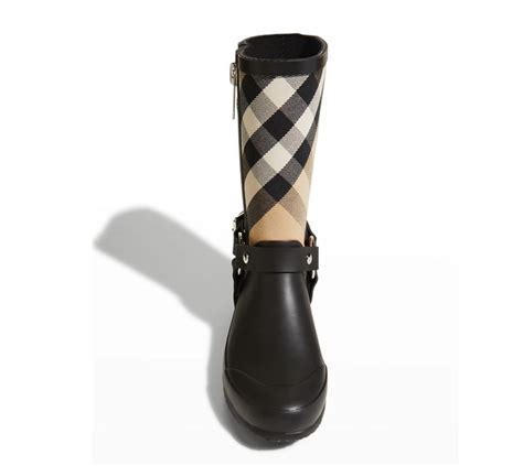 burberry women's zane check rain boots|Burberry Check neoprene boots.